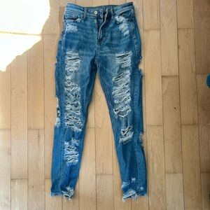 American Eagle Outfitters Ripped Blue Skinny Jeans
